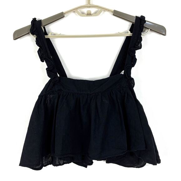 Petal + Pup Black Raye Crop Top Large flowy romantic ruffle feminine boho - Picture 3 of 9